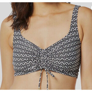 Coco Reef Women's Black Elevate Shirred Bikini Top Swimwear Size 34DD 15281